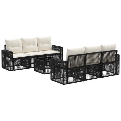 Set Divano da Giardino 7 pz Nero polyrattan - Foto 1