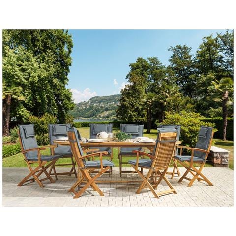 Set Da Giardino In Legno 8 Posti Con Cuscini Grafite Maui - Foto 20