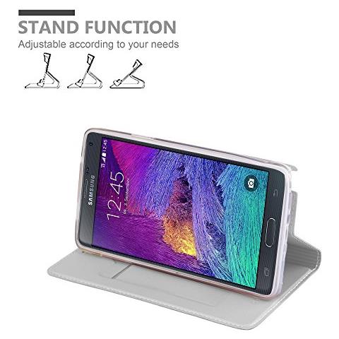 Custodia Compatibile Con Samsung Galaxy Note 4 In Classy Argento - Coperchio Protettiva Con Chiusura Magnetica, Funzione Stand E Tasca Per Le Carte - Foto 2