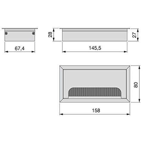 5070462 Confezione Da 5 Passacavi Rettangolari, Anodizzato Opaco - Foto 2
