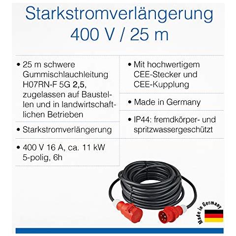 61015 - Prolunga Cee Come Esterni, 25 Metri, 400 V / 16 A Poli A 5, H07rn-f 5g2.5 - Foto 2