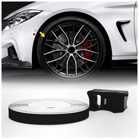 Wheel Trim Strisce Adesive Rifrangenti Con Applicatore Per Cerchi Auto, Nero, 7 Mm X 6 Mt - Foto 1