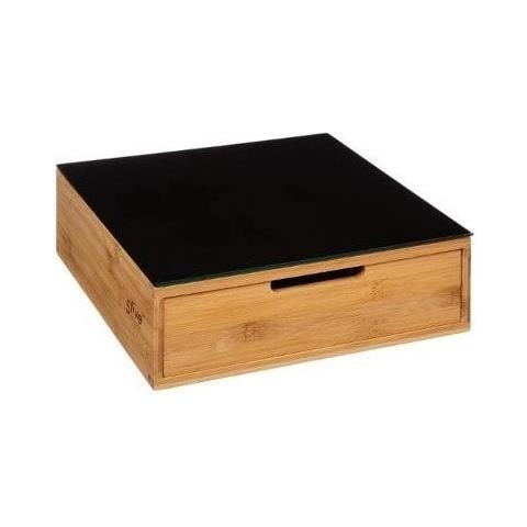 Cassetto Porta Capsule In Bamboo Nero E Legno 30x30x H10 Cm - Foto 1