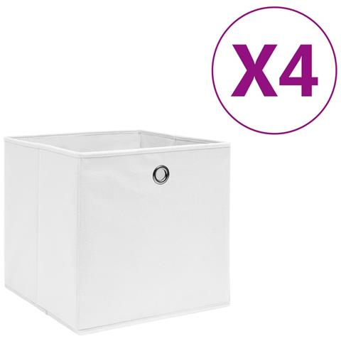 Contenitori 4 pz in Tessuto non Tessuto 28x28x28 cm Bianco - Foto 1