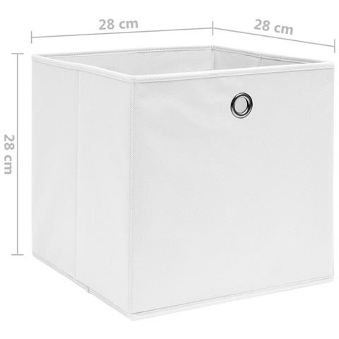 Contenitori 4 pz in Tessuto non Tessuto 28x28x28 cm Bianco - Foto 5
