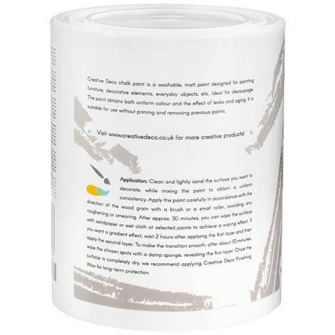 Chalk Paint Grigia | 1l | Vernice Per Legno | Pittura Gesso Opaca Lavabile | Perfetta Per Ristrutturazione Di Mobili Decorazione E Decoupage | Possibile Effetto Gradiente E Strofinamento - Foto 5