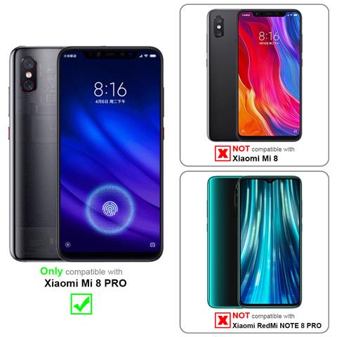 Custodia Compatibile Con Xiaomi Mi 8 Pro In Blu Scuro Nero - Coperchio Protettiva Con Chiusura Magnetica, Funzione Stand E Tasca Per Le Carte - Foto 2