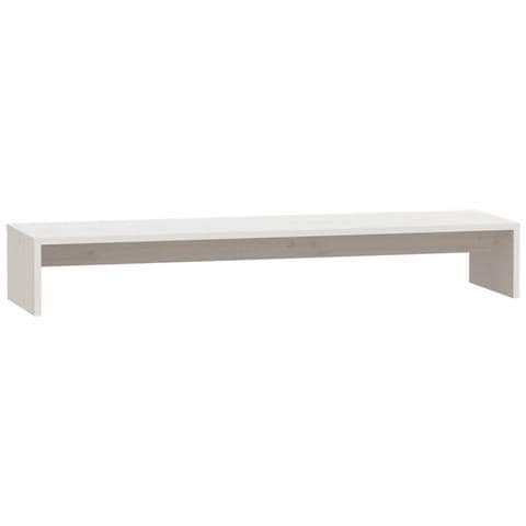 Supporto Per Monitor Bianco 100x27x15 Cm Legno Massello Di Pino - Foto 2