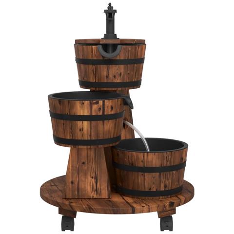 Fontana Acqua Con Pompa E Ruote 55x55x80cm Legno Massello Abete - Foto 2