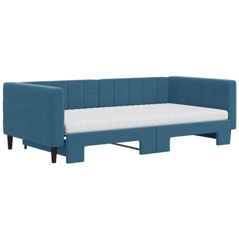 Divano Letto Estraibile Con Materassi Blu 100x200 Cm Velluto - Foto 2