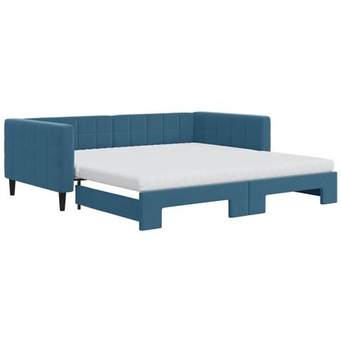 Divano Letto Estraibile Con Materassi Blu 100x200 Cm Velluto - Foto 1