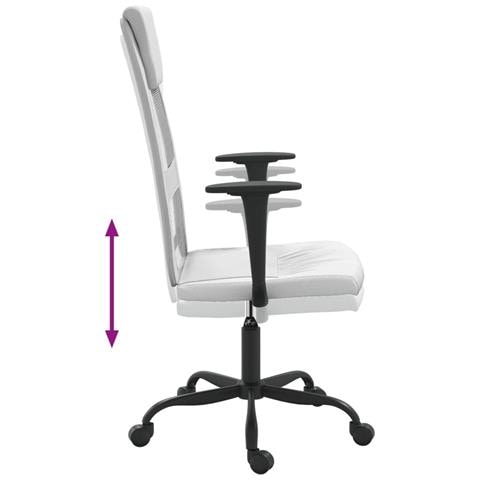 Sedia da Ufficio Altezza Regolabile Bianca in Rete e Similpelle - Foto 2