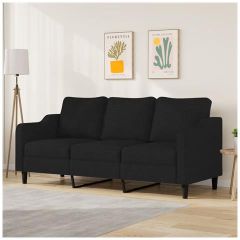 Divano A 3 Posti Nero 180 Cm In Tessuto - Foto 1