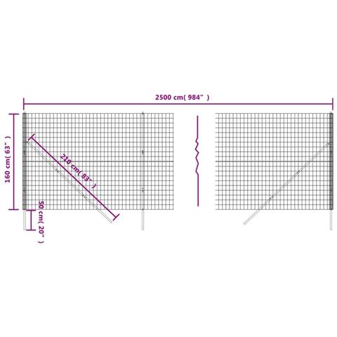 Recinzione Metallica Antracite 1,6x25 M In Acciaio Zincato - Foto 4