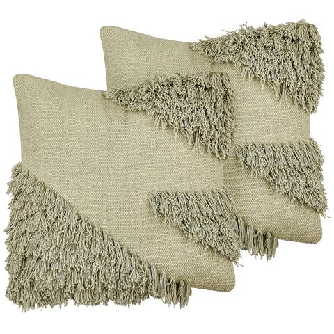 Set Di 2 Cuscini Sourwood Cotone 45 X 45 Cm Verde Chiaro Trama Geometrica - Foto 2