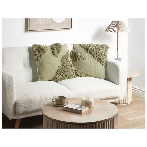Set Di 2 Cuscini Sourwood Cotone 45 X 45 Cm Verde Chiaro Trama Geometrica - Foto 1