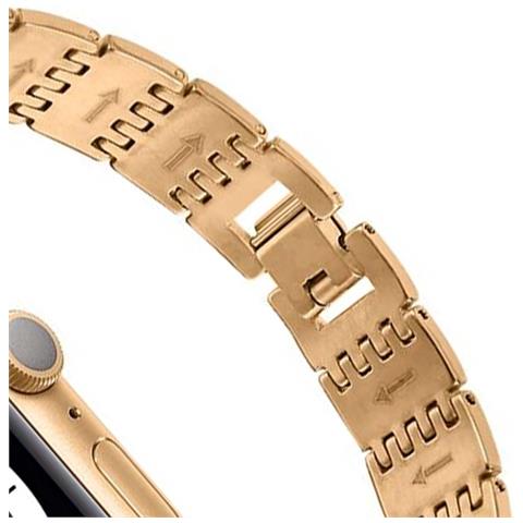 Cinturino Per Apple Watch 42/44/45mm In Acciaio Inossidabile Strass, Oro - Foto 5