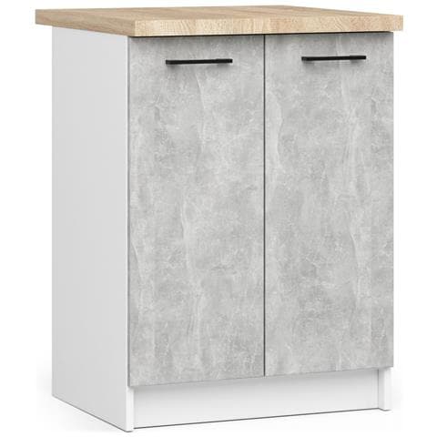 Set Armadi da Cucina OLIWIA, 7 Pezzi, 240x46x203 cm, Colore Bianco e Grigio Cemento - Foto 8