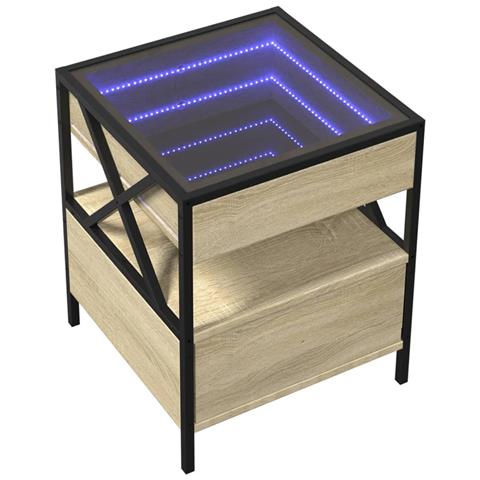 Comodino Con Led Infinity Rovere Sonoma 40x40x51 Cm - Foto 3