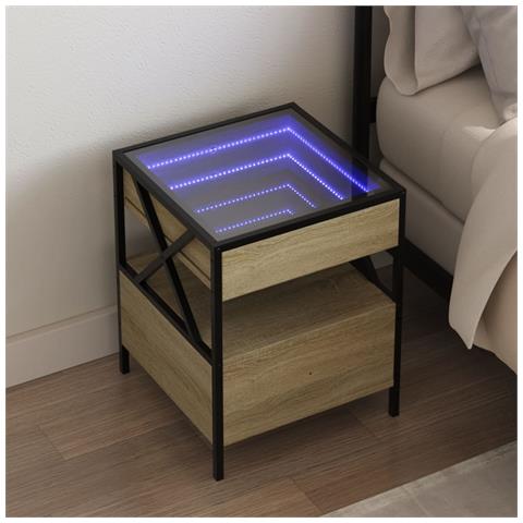 Comodino Con Led Infinity Rovere Sonoma 40x40x51 Cm - Foto 1