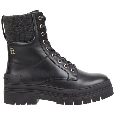 Feminine Felt Lace Up Bootie Stivaletti Pelle Scarpe Donna Nero Eu 38, Fw0fw07500 Bds - Foto 2