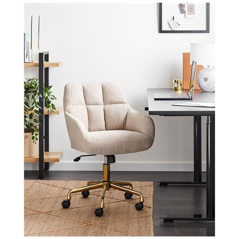 Sedia Da Scrivania Palmdale Bouclé Beige - Foto 1