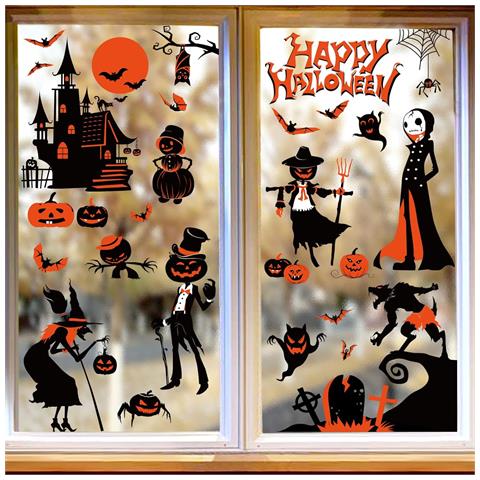 Adesivi Halloween Riutilizzabili Per Finestre - Set Di 9 Fogli Decorativi - Foto 6