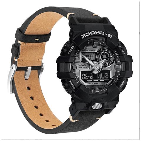 Cinturino Per Orologio In Vera Pelle Per Casio G-shock Dw-5600/gwb5600/ga-2100 Black  Modello 1 - Foto 2