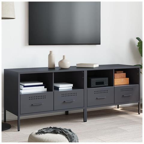 Mobili Tv 2pz Antracite 68x39x50,5 Cm In Acciaio - Foto 1