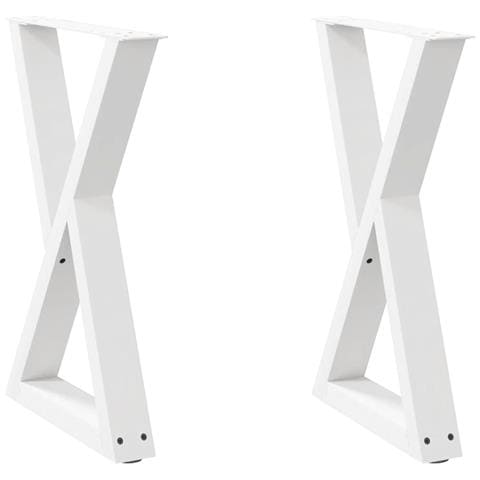 Gambe Per Tavolo Da Pranzo 2 Pz Bianco 50x(72-73,3) Cm Acciaio - Foto 2
