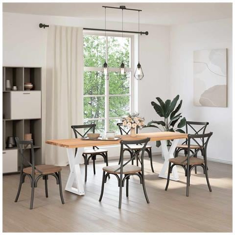 Gambe Per Tavolo Da Pranzo 2 Pz Bianco 50x(72-73,3) Cm Acciaio - Foto 3