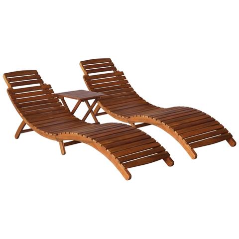 Lusso Casadino -  Lettino Prendisole 3 Pz Con Tavolino In Legno Massello D'acacia - Foto 2