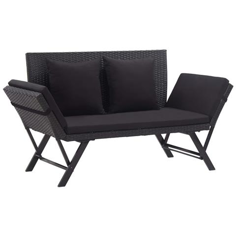 Lusso Casadino - Panchina Da Giardino Con Cuscini 176 Cm Nera In Polyrattan - Foto 2