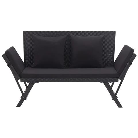 Lusso Casadino - Panchina Da Giardino Con Cuscini 176 Cm Nera In Polyrattan - Foto 1