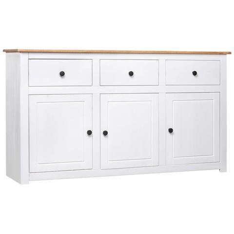 Lusso Casadino -  Credenza Bianca 135x40x80 Cm In Legno Massello Di Pino Panama - Foto 2