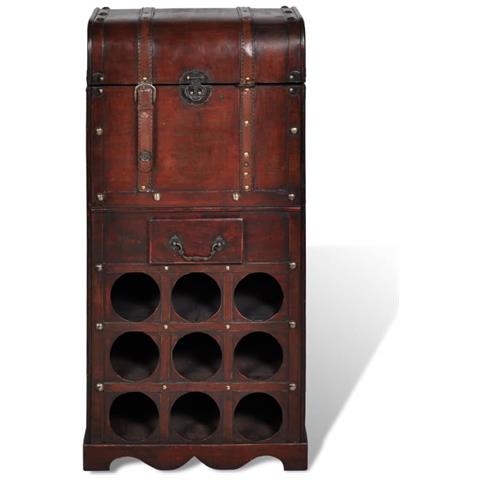 Bottigliera In Legno Per 9 Bottiglie Con Contenitore - Foto 1