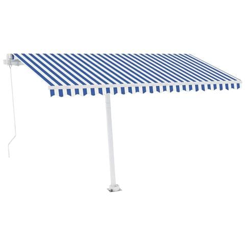 Lusso Casadino -  Tenda Da Sole Retrattile Manuale Con Led 400x300cm Blu E Bianca - Foto 1