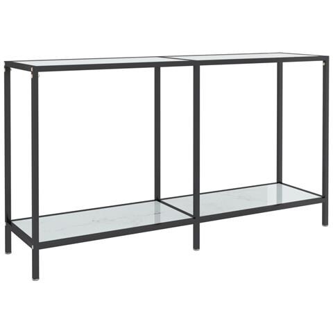 Tavolo Consolle Bianco 140x35x75,5 Cm In Vetro Temperato - Foto 1