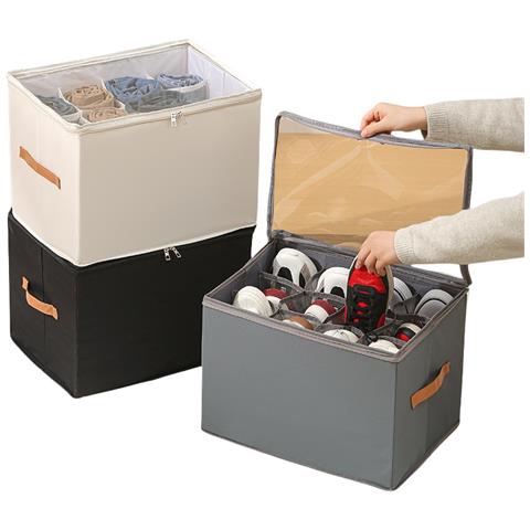 Scatola Porta Scarpe Pieghevole Organizer Per Scarpe In Tessuto Oxford Grey - Foto 2