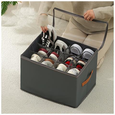 Scatola Porta Scarpe Pieghevole Organizer Per Scarpe In Tessuto Oxford Grey - Foto 3