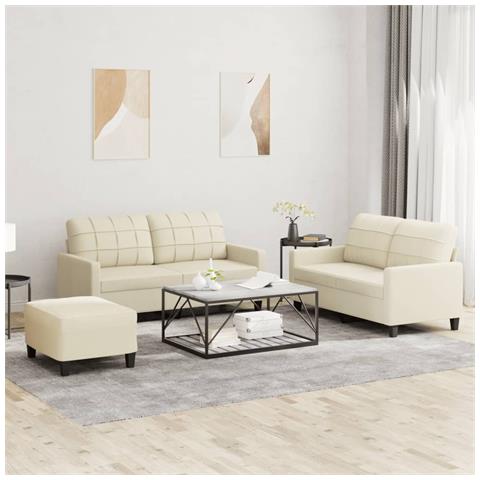 Set di Divani 3 pz con Cuscini crema in Similpelle - Foto 2