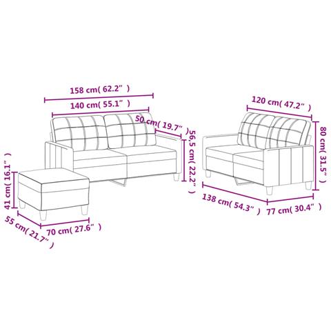 Set di Divani 3 pz con Cuscini crema in Similpelle - Foto 9