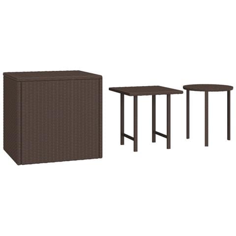 Tavolini da Giardino 3 pz Marroni in Polyrattan - Foto 1