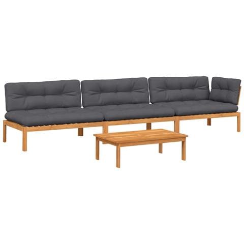 Set Divani Pallet Giardino 4pz Cuscini Legno Massello Acacia - Foto 1