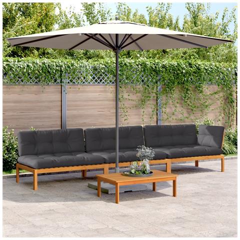 Set Divani Pallet Giardino 4pz Cuscini Legno Massello Acacia - Foto 2