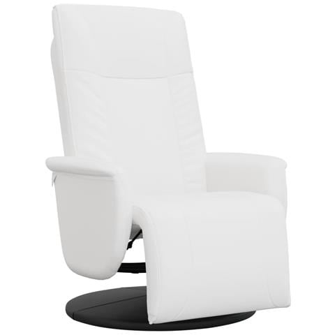 Poltrona Reclinabile con Poggiapiedi Bianca in Similpelle - Foto 1