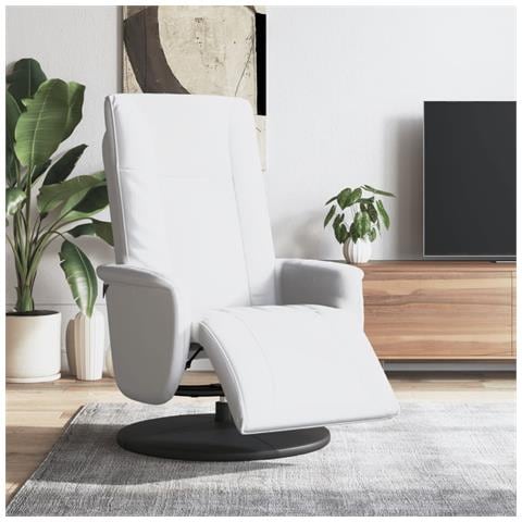 Poltrona Reclinabile con Poggiapiedi Bianca in Similpelle - Foto 2