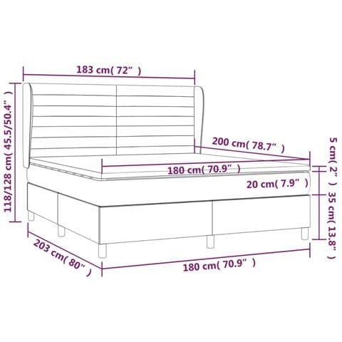 Giroletto a Molle con Materasso Grigio Chiaro 180x200cm Velluto - Foto 7