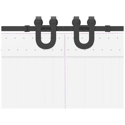 Kit di Binari per Porte Scorrevoli 366 cm Acciaio Nero - Foto 9