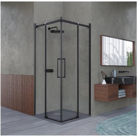 Box Doccia Angolare 70x120 Cm Con Ante Scorrevoli In Cristallo Temperato 8 Mm H 200 Cm Clara Nero Opaco - Foto 1